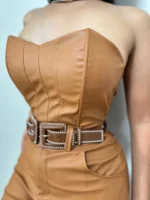 Corselet de couro caramelo 6