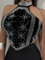Cropped de veludo e strass 6